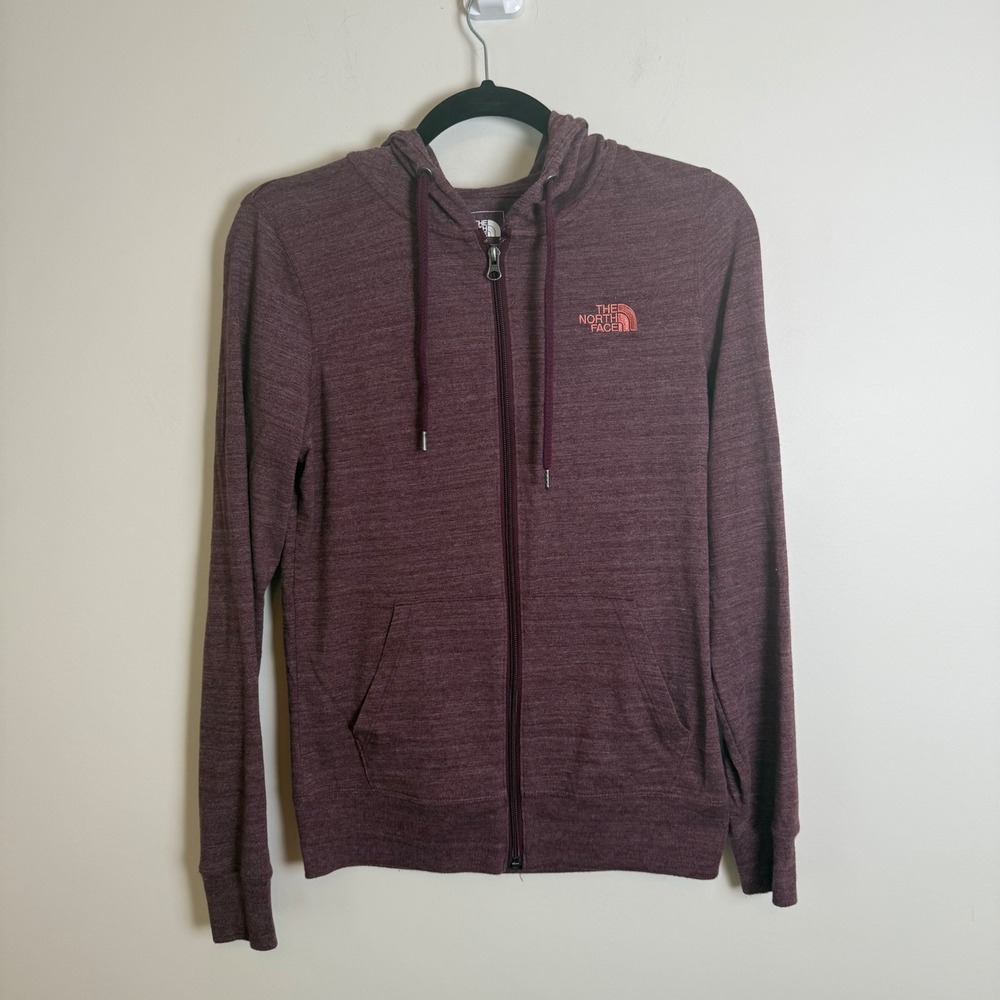 The North Face Womens Maroon Heather Full Zip Hoodie Standard Fit Size Medium